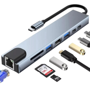 HUD USB TIPO C 8 EN 1 LAN HDMI USB 3.0 SD TF LAPTOP CELULAR