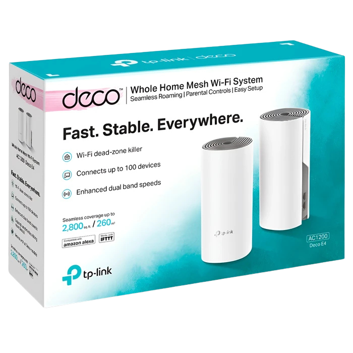 Sistema WiFi TP-Link Deco E4 Whole-Home Mesh WiFi AC1200 2 Unidades – BLanco