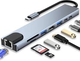 Hub Usb Tipo C 8 En 1 Lan Hdmi Usb 3.0 Sd Tf Laptop Celular