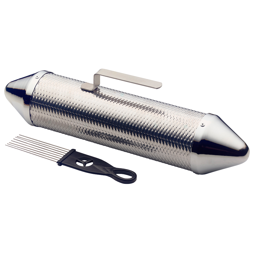 GUIRO CERRADO TORPEDO DE METAL CON PEINE